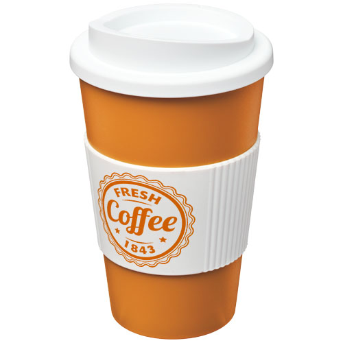Kubek termiczny z serii Americano® o pojemności 350 ml z uchwytem Pomarańczowy-Biały 21000223 (1)