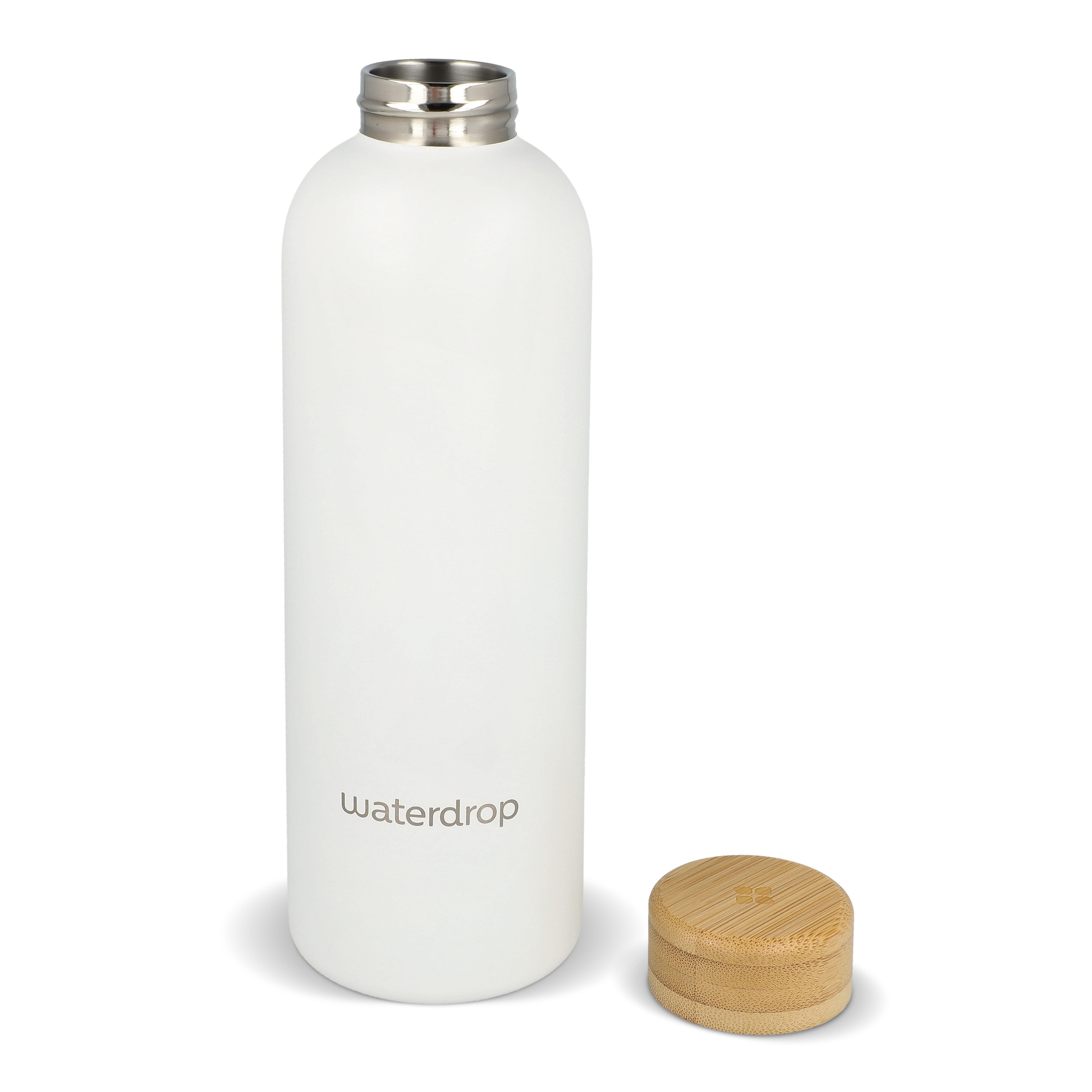 Butelka ze stali nierdzewnej Waterdrop z bambusową nakrętką 600 ml Biały LT47002-N0001 (3)