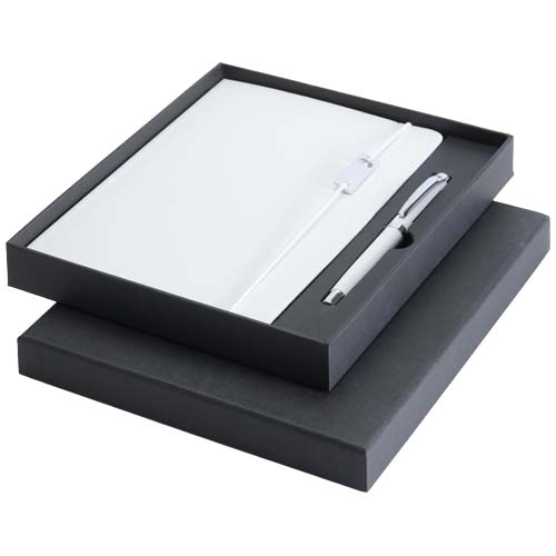 Legato Elegance zestaw notatnik A5 w twardej okładce z długopisem żelowym Biały-Biały 10625801 