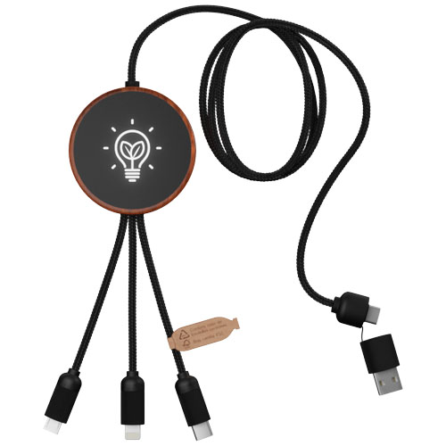 SCX.design C40 kabel ładujący z podświetlanym logo 5-w-1 rPET i z podkładką ładującą 10 W Drewniany 2PX07371 