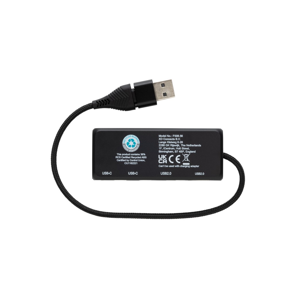 Hub USB, plastik z recyklingu Czarny P308.5601 (6)