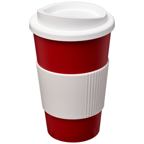 Kubek termiczny z serii Americano® o pojemności 350 ml z uchwytem Czerwony-Biały 21000217 