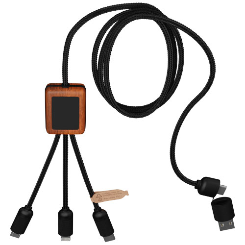SCX.design C38 kabel do ładowania z podświetlanym logo 5-w-1 rPET i z kwadratową drewnianą obudową Niebieski-Drewniany 2PX07252 (3)