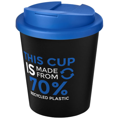 Kubek Americano® Espresso Eco z recyklingu o pojemności 250 ml z pokrywą odporną na zalanie  Czarny-Środkowy niebieski 21045506 (1)