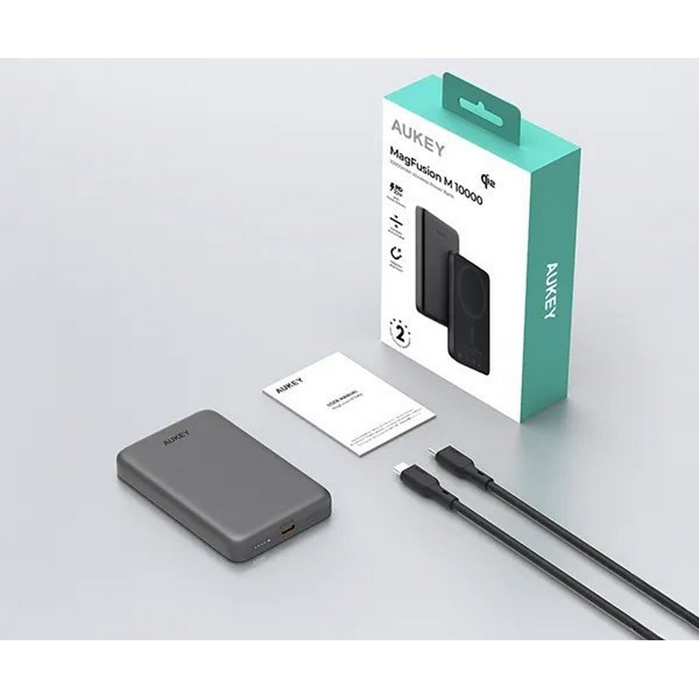 Magnetyczny, bezprzewodowy power bank 10000 mAh Aukey Czarny VAM12-03 (8)