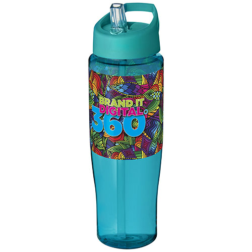 Bidon H2O Tempo® o pojemności 700 ml z wieczkiem z słomką Turkusowy niebieski 21004416 (1)