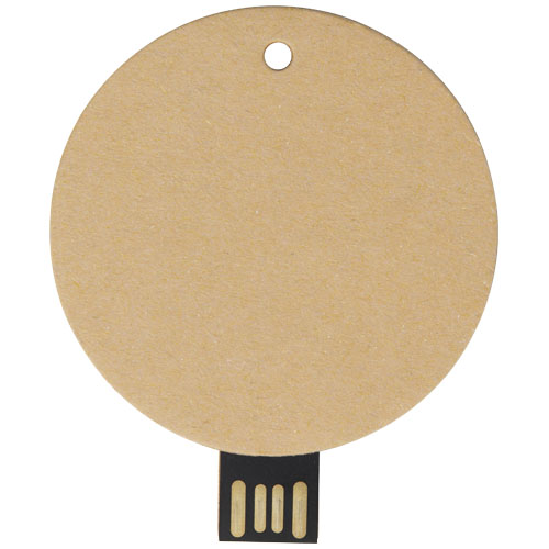 Okrągły pendrive wyposażony w interfejs USB 2.0 z papieru z recyklingu Kraftowy brąz 1Z50206H (2)