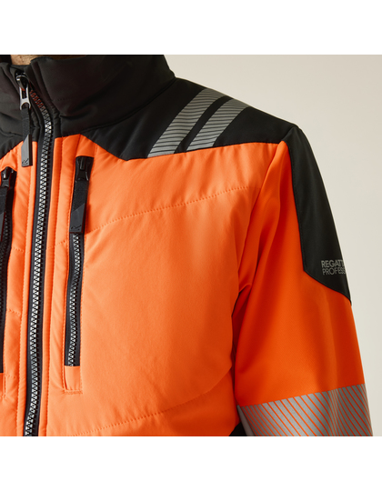 Kurtka Softshell Męska Odblaskowa Ocieplana - Black & Orange Black RG953-997808 (6)