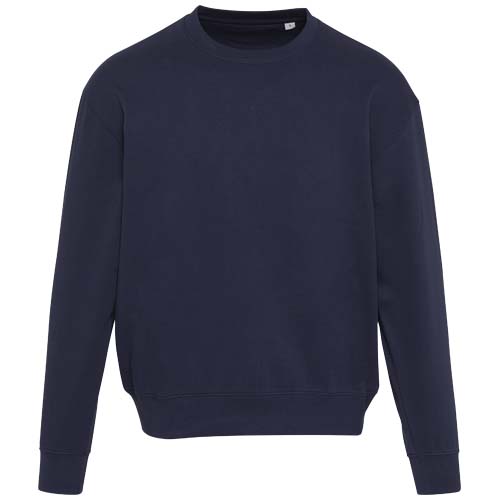 Boris 280 g/m2 sweter unisex z organicznego materiału z certyfikatem OCS o luźnym kroju i z okrągłym dekoltem Granatowy 3956455A (2)