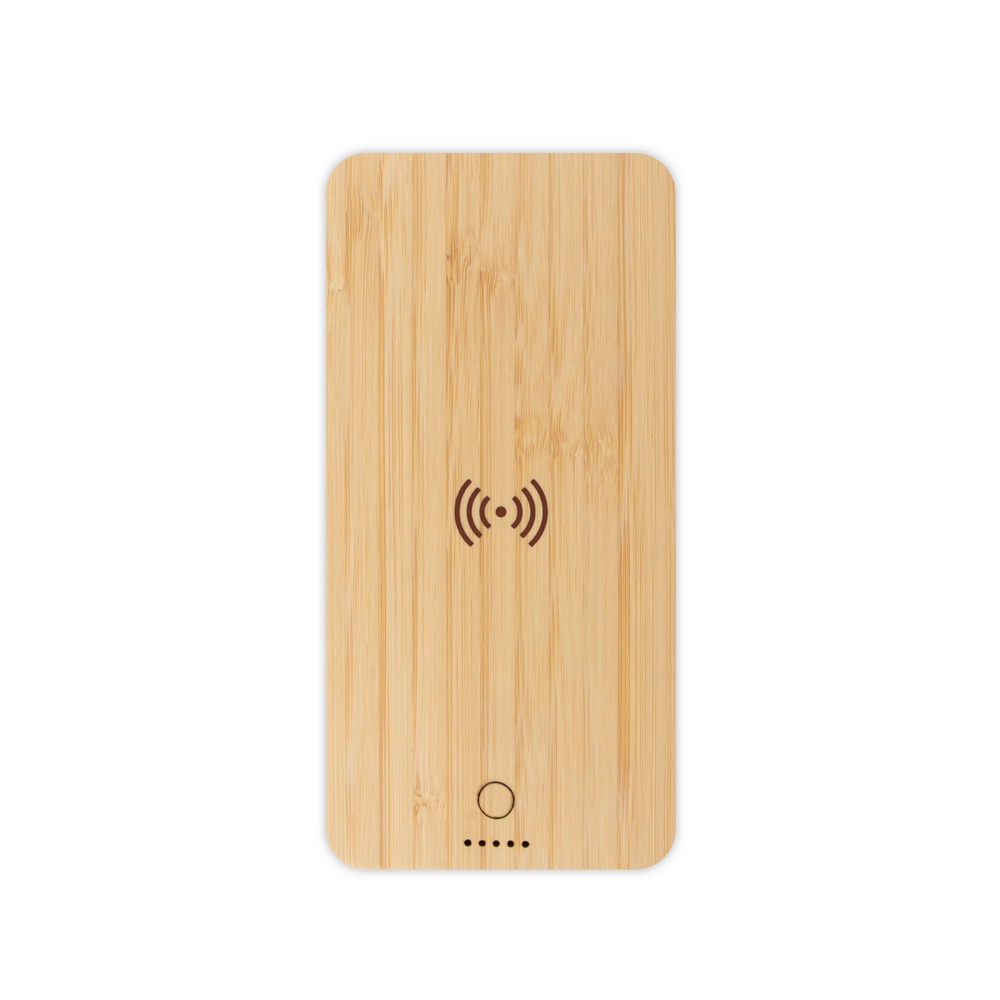 Bambusowy bezprzewodowy power bank 8000 mAh B'RIGHT, ładowarka bezprzewodowa 15W | Benson Drewno V0053-17 (8)