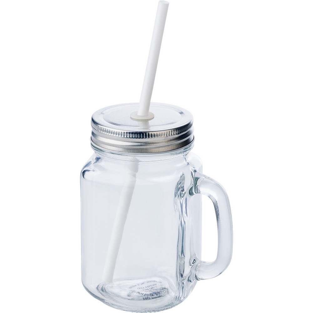 Słoik do picia 480 ml ze słomką Neutralny V8485-00 