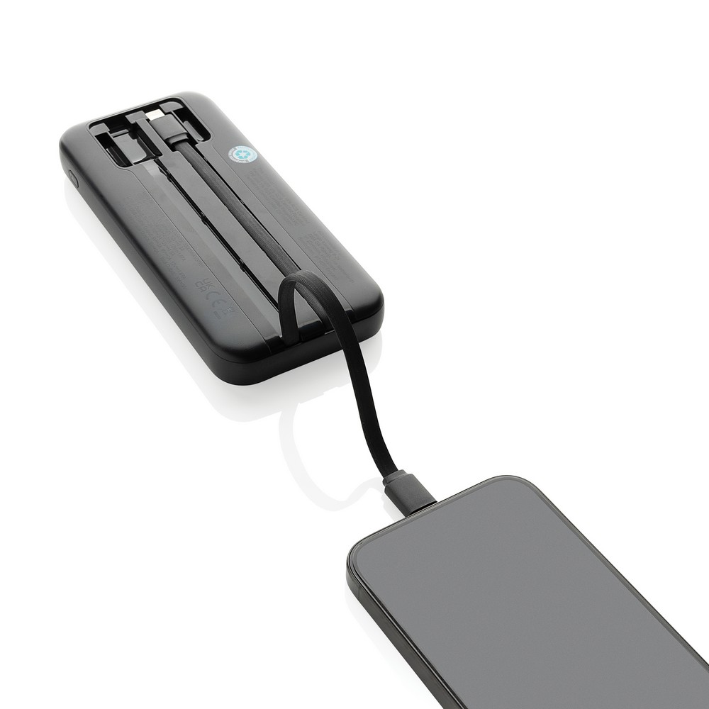 Power bank 10000 mAh ze zintegrowanymi kablami Turbopack Czarny P322.5801 (4)