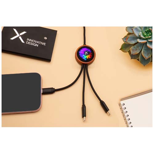 SCX.design C37 kabel do ładowania z podświetlanym logo 5-w-1 rPET i z okrągłą drewnianą obudową Drewniany 2PX07171 (8)