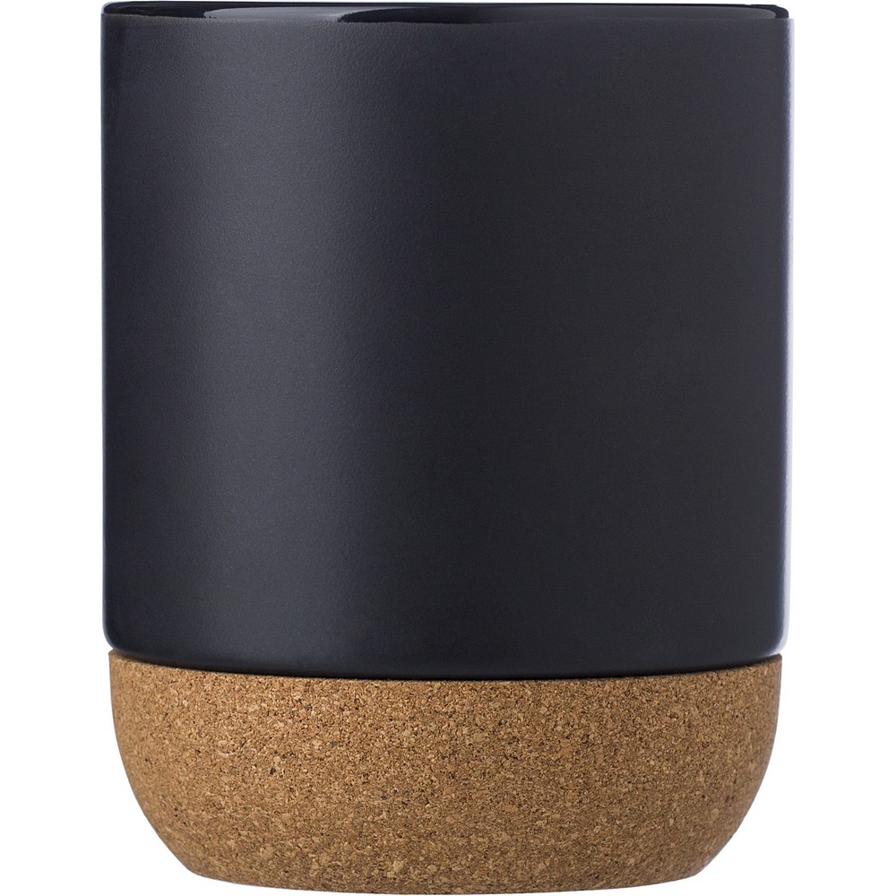 Kubek ceramiczny 300 ml z korkowym elementem Czarny V6985-03 (2)