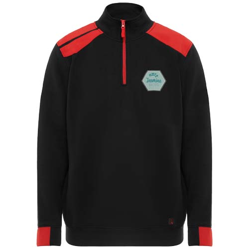 Maverick 280 g/m2 męski sweter z zamkiem błyskawicznym do połowy długości Czarny-Czerwony R8413E41 (1)