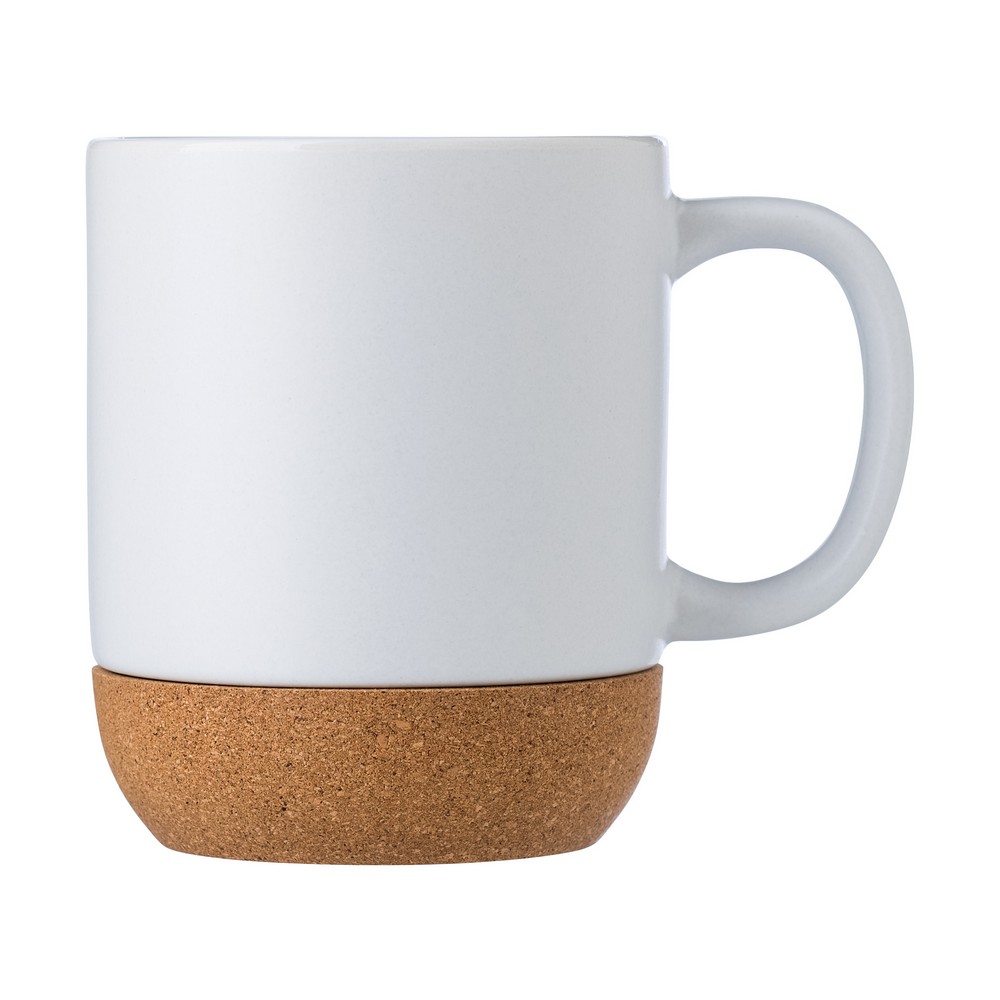 Kubek ceramiczny 300 ml z korkowym elementem Biały V6985-02 