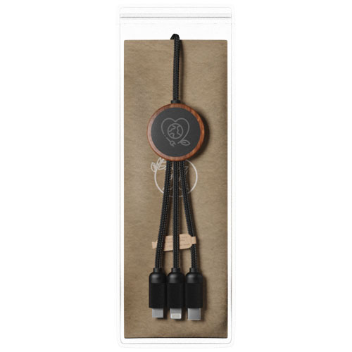SCX.design C36 przedłużany kabel do ładowania z podświetlanym logo 3-w-1 rPET i z okrągłą bambusową obudową Drewniany 2PX08471 (2)