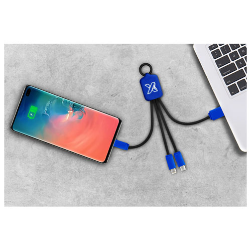 Kabel z podświetlonym logo 3w1 z brelokiem - SCX.design C15 Niebieski refleks-Czarny 2PX00192 (2)