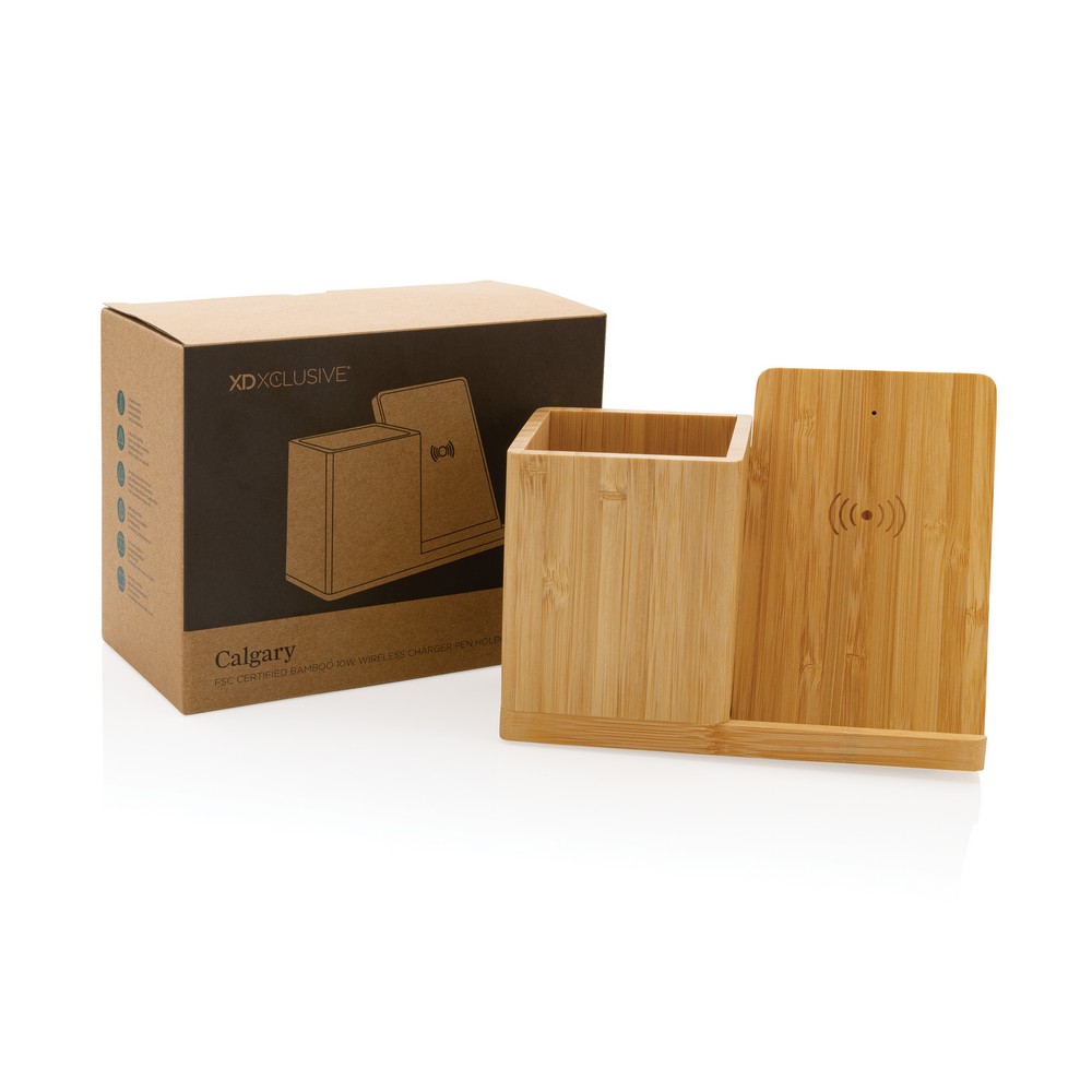 Ładowarka bezprzewodowa 5W, organizer na biurko Calgary Brązowy P308.479 (13)