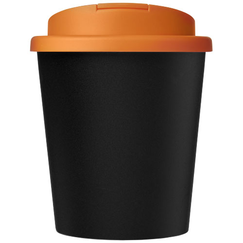 Kubek Americano® Espresso Eco z recyklingu o pojemności 250 ml z pokrywą odporną na zalanie  Czarny-Pomarańczowy 21045502 (2)
