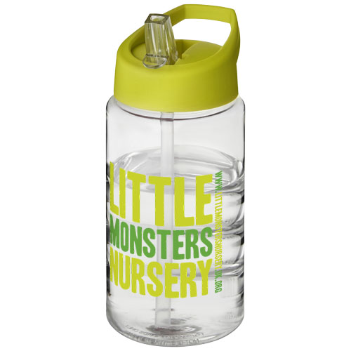 Bidon H2O Bop o pojemności 500 ml z wieczkiem z dzióbkiem Przezroczysty-Limonkowy 21088303 (1)
