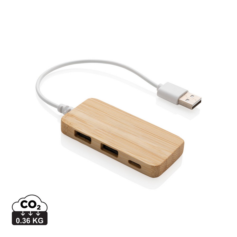 Bambusowy hub USB 2.0 z USB typu C Brązowy P308.739 (2)