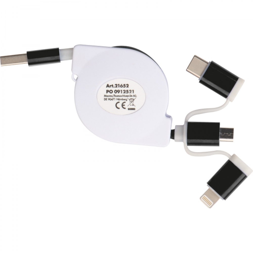 Kabel do ładowania z 3 wtyczkami rozwijany NICO Czarny 2165203 (5)