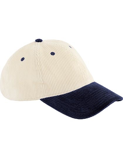 Sztruksowa czapka z kontrastowym daszkiem Natural / Navy CB690-1398370 