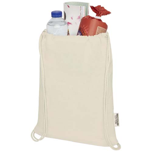 Oregon ściągana sznurkiem torba na zakupy z bawełny z recyklingu z certyfikatem GRS 140 g/m² Naturalny 12073506 (2)