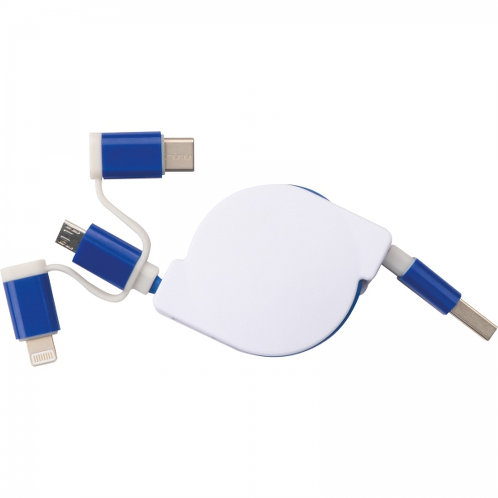 Kabel do ładowania z 3 wtyczkami rozwijany NICO Niebieski 2165204 (4)