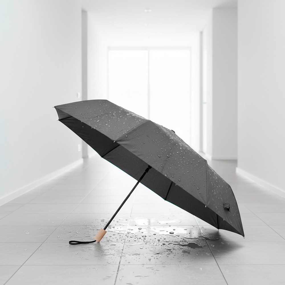 Wiatroodporny parasol manualny RPET, składany | Uksan Czarny VA067-03 (1)