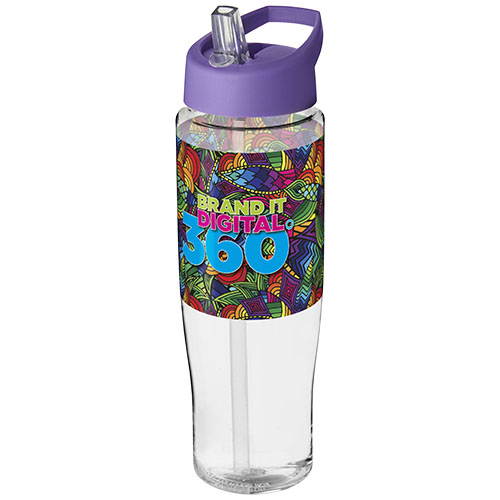 Bidon H2O Tempo® o pojemności 700 ml z wieczkiem z słomką Przezroczysty-Fioletowy 21004424 (1)