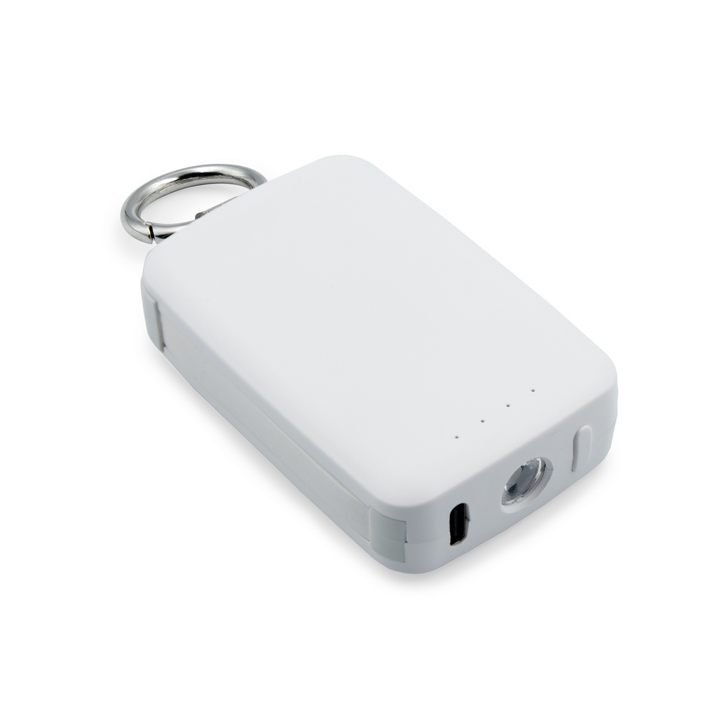 Power bank 4000 mAh, karabińczyk i lampka 1W | Dimetrice Biały VA109-02 (3)