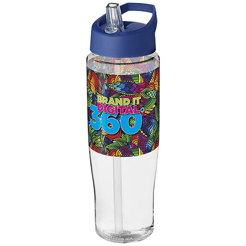 Bidon H2O Tempo® o pojemności 700 ml z wieczkiem z słomką Przezroczysty-Niebieski 21004419 (1)