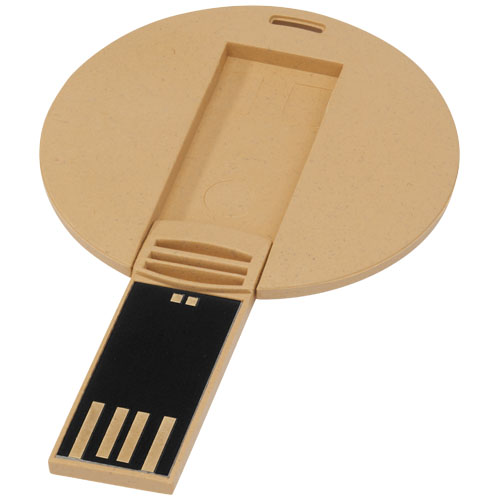 Okrągła pamięć USB z materiałów biodegradowalnych Kraftowy brąz 1Z48606H 
