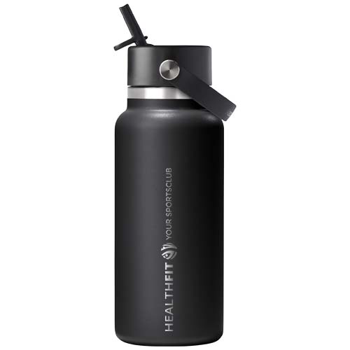 Hydro Flask Wide Mouth 946 ml – termoizolowana butelka na wodę ze stali nierdzewnej, z nakrętką ze słomką Czarny 10099290 (2)