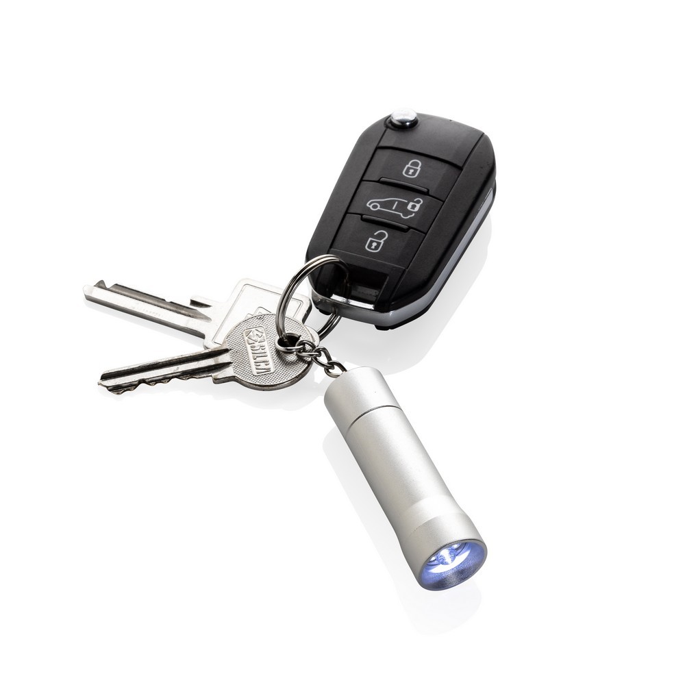 Brelok do kluczy z aluminium z recyklingu, latarka Flash Szary P514.0402 (4)