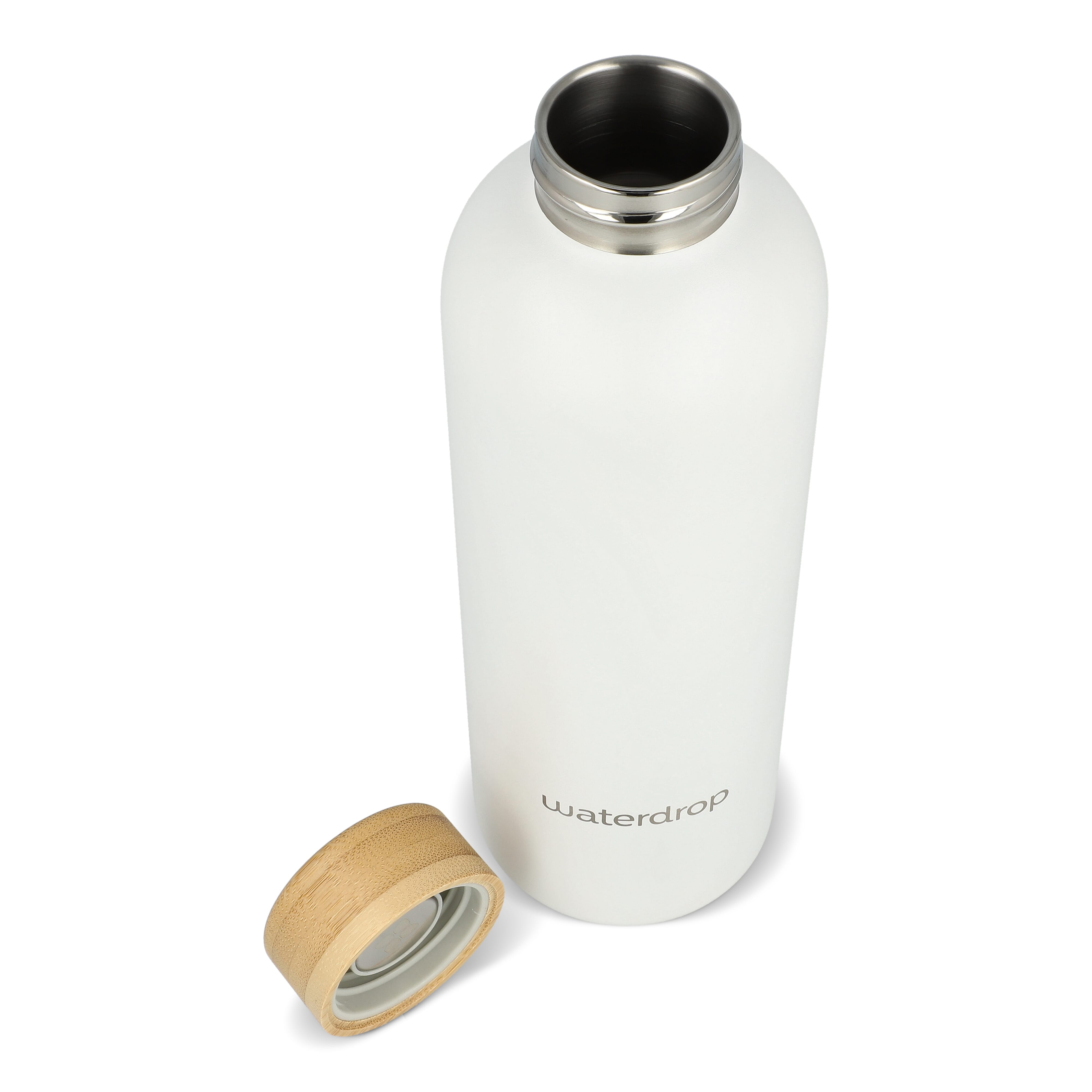 Butelka ze stali nierdzewnej Waterdrop z bambusową nakrętką 600 ml Biały LT47002-N0001 (6)