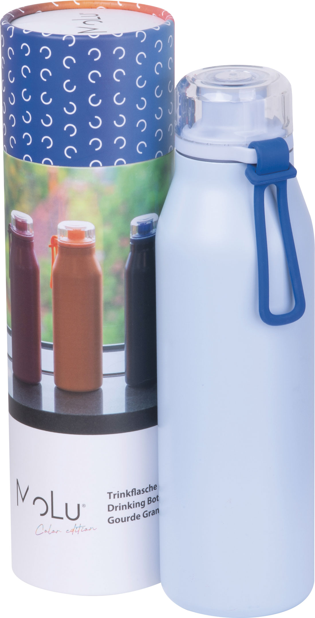 Butelka termiczna stalowa z recyklingu GRAND HAVEN MoLu 640 ml Jasnoniebieski 534924 