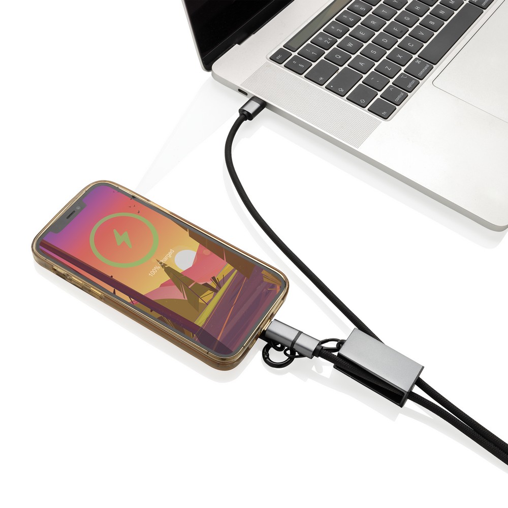 Kabel do ładowania 2 w 1, smycz na telefon Terra Szary P302.5402 (7)