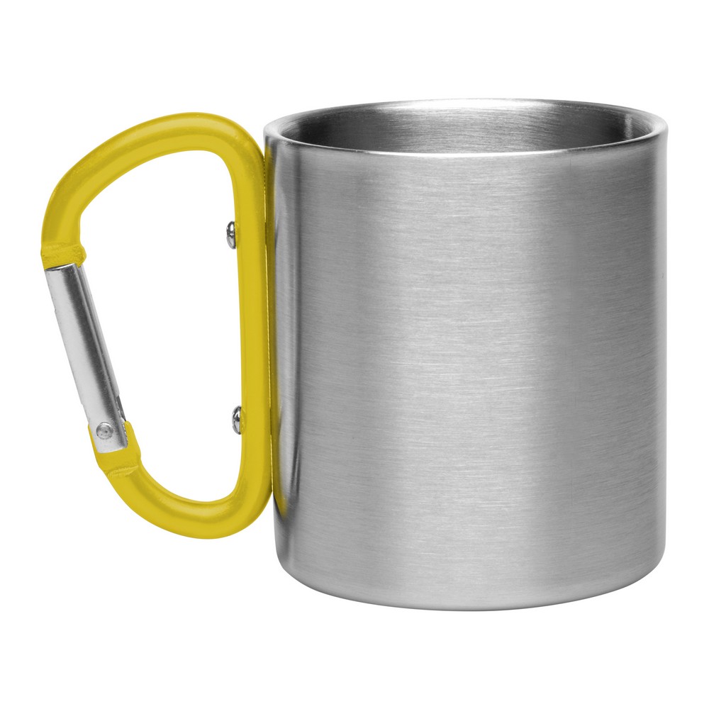 Metalowy kubek 210 ml z karabińczykiem | Easton żółty V8437-08 (2)