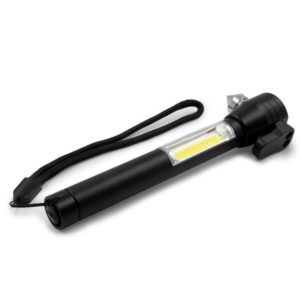 Latarka bezpieczeństwa 1 LED COB, przecinak do pasów, młotek bezpieczeństwa | Flint Czarny V0925-03 (8)