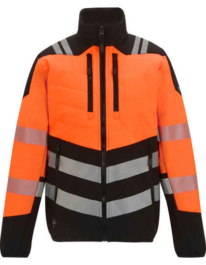 Kurtka Softshell Męska Odblaskowa Ocieplana - Black & Orange Black RG953-997808 (2)