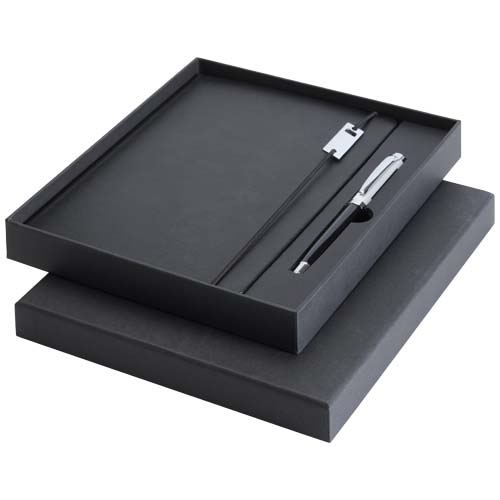 Legato Elegance zestaw notatnik A5 w twardej okładce z długopisem żelowym Podstawowy czarny-Biały 10625891 