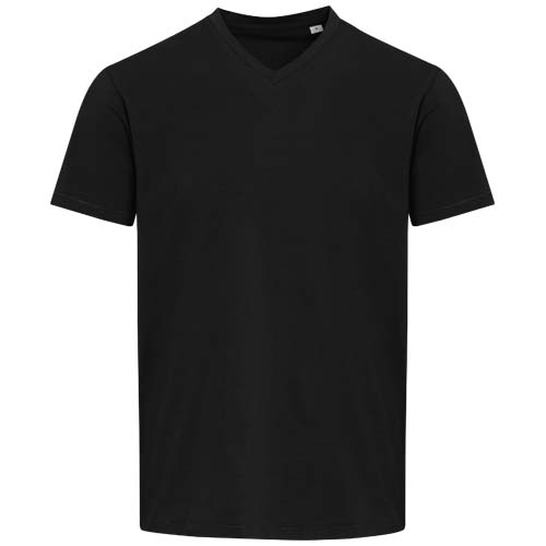 Balfour organiczna koszulka unisex z krótkim rękawem i dekoltem w serek, wykonana z materiału o gramaturze 200 g/m², z certyf Czarny 3966590A (2)
