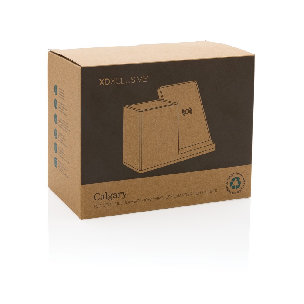 Ładowarka bezprzewodowa 5W, organizer na biurko Calgary Brązowy P308.479 (14)