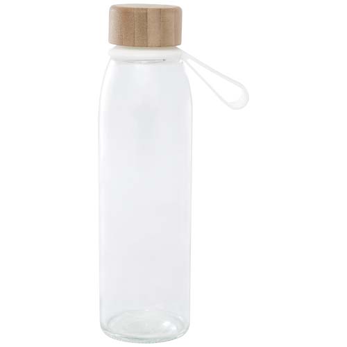 Szklana butelka na wodę Porto o pojemności 500 ml, z silikonowym uchwytem i z bambusową zakrętką Przezroczysty klarowny 10085301 (2)