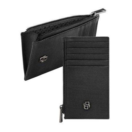 Gadżet reklamowy - Portfel na karty z zamkiem Double B Saffiano Black