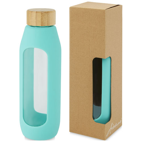 Gadżet reklamowy - Tidan Butelka z borokrzemianowego szkła o pojemności 600 ml z silikonowym uchwytem