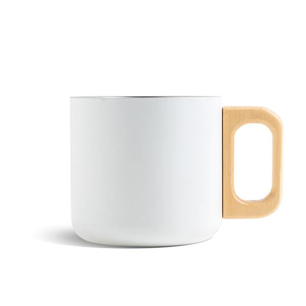 Gadżet reklamowy - Kubek ze stali nierdzewnej o podwójnych ściankach o pojemności 350 ml, drewniany uchwyt / Neosteel